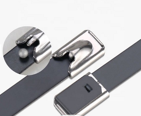 自閉式 メタルラップケーブル ネクタイ ボールロック JIS標準 PVCコーティングステンレスステールネクタイ 7.9mm GB標準