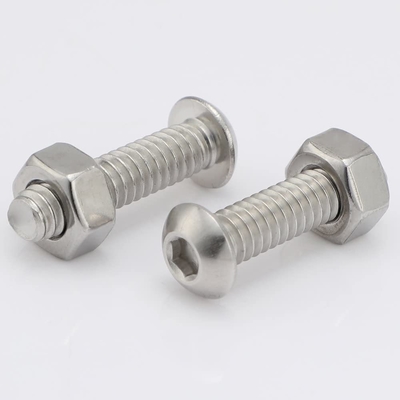 1/4-20 x 1/2 インチボタンヘッドソケットキャップボルト 18-8ステンレススチール304 平面仕上げ フルスレッド アレンヘックスドライブ パンヘッド