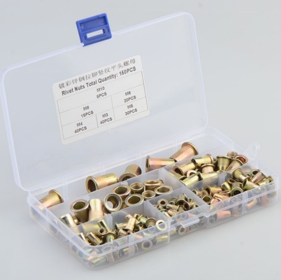 17*10*2.3 チタンクロスボーダーカーボンステール カラー塗装 亜鉛 垂直粒 平面頭 ニットナッツ コンビ 150個セット