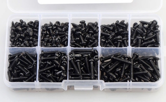 ALLOY 天然色 450pcs M3 カーボンステール 黒 PA クロス パン ヘッド 丸型 ヘッド セルフ タッピング スクロール コンビニセット アソート キット