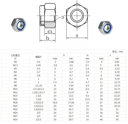 インチ・インチ 亜鉛-フラーク コーティング 熱印鑑 M8 熱印鑑 Din985 ナイロック ロック リベット 六角ナッツ
