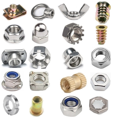 ZINC PLATED 304ステンレス鋼 六角フレンズナッツ M3 M4 M5 M6 M8 M10 M12 M16 M20 ピンクスリップロックロックナッツとDIN標準